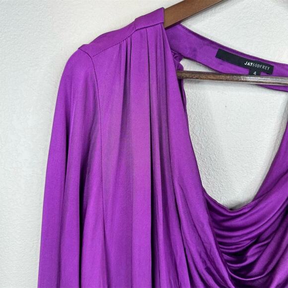Jay Godfrey Women's‎ Cowl Neck Blouse Size 4 Purple Long Sleeve - Picture 3 of 13